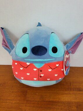 Squishmallows Disney Stitch 9” Valentine’s Day Plush Red Hearts Shirt Gift T1